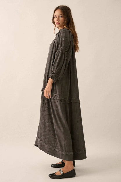 Peaceful Prairie Textured Tiered Maxi Dress