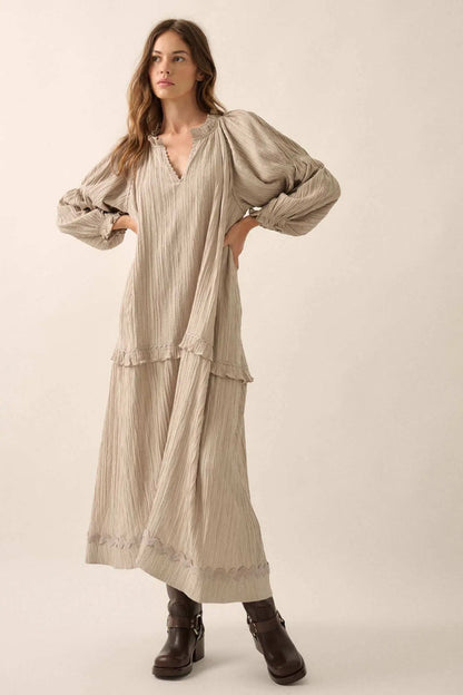 Peaceful Prairie Textured Tiered Maxi Dress