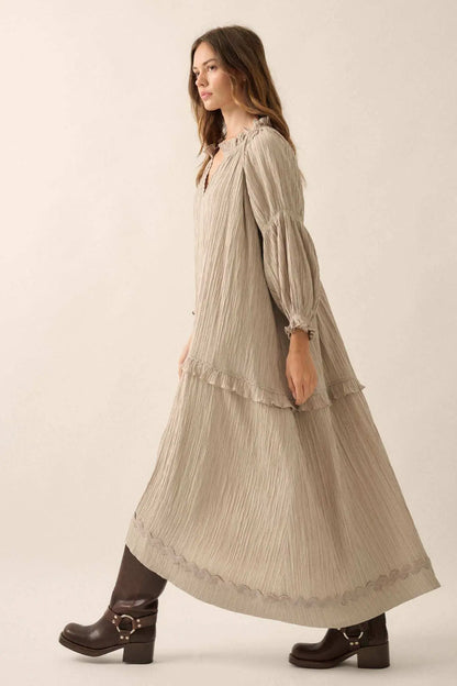 Peaceful Prairie Textured Tiered Maxi Dress