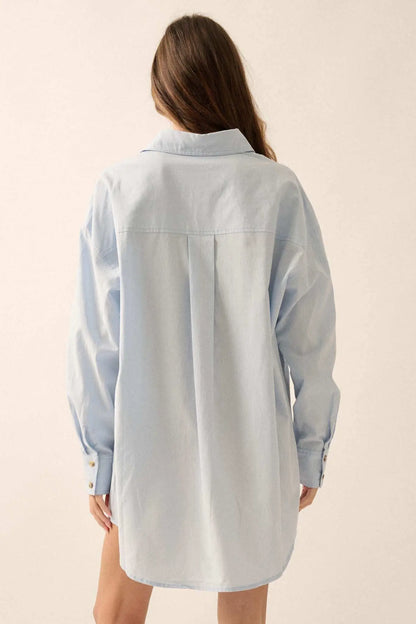 Moving Forward Oversize Button-Up Mini Shirt Dress