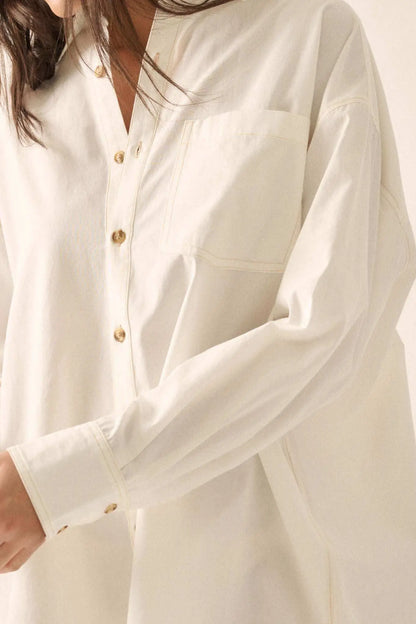 Moving Forward Oversize Button-Up Mini Shirt Dress