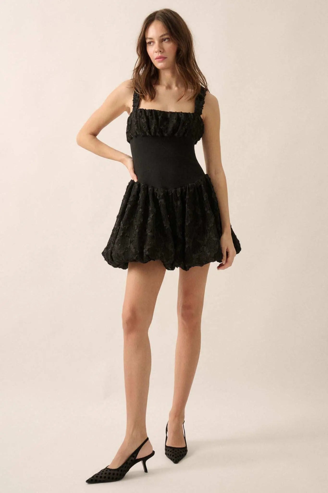 Bubbly Blooms 3D Floral Lace Bubble Mini Dress