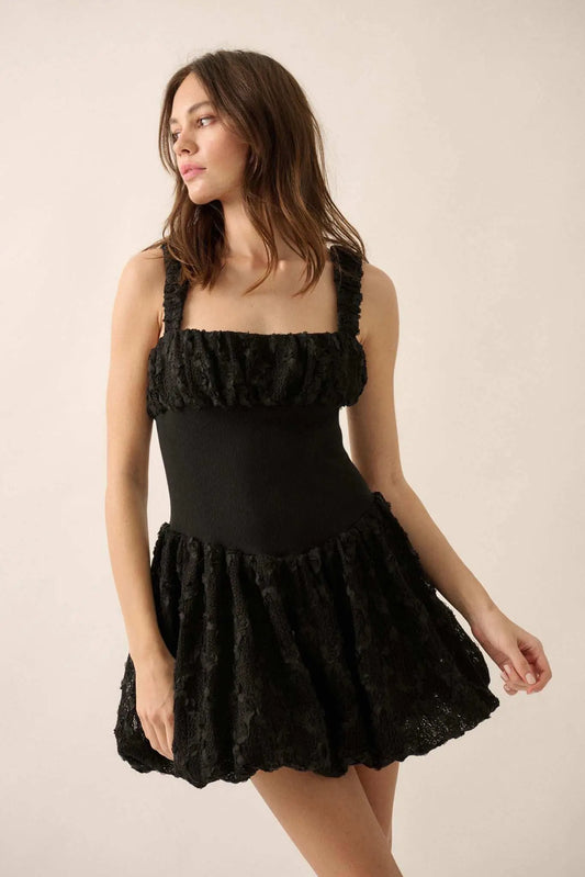 Bubbly Blooms 3D Floral Lace Bubble Mini Dress