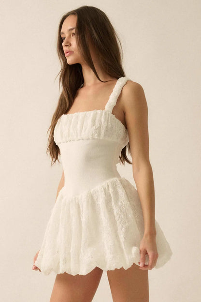 Bubbly Blooms 3D Floral Lace Bubble Mini Dress