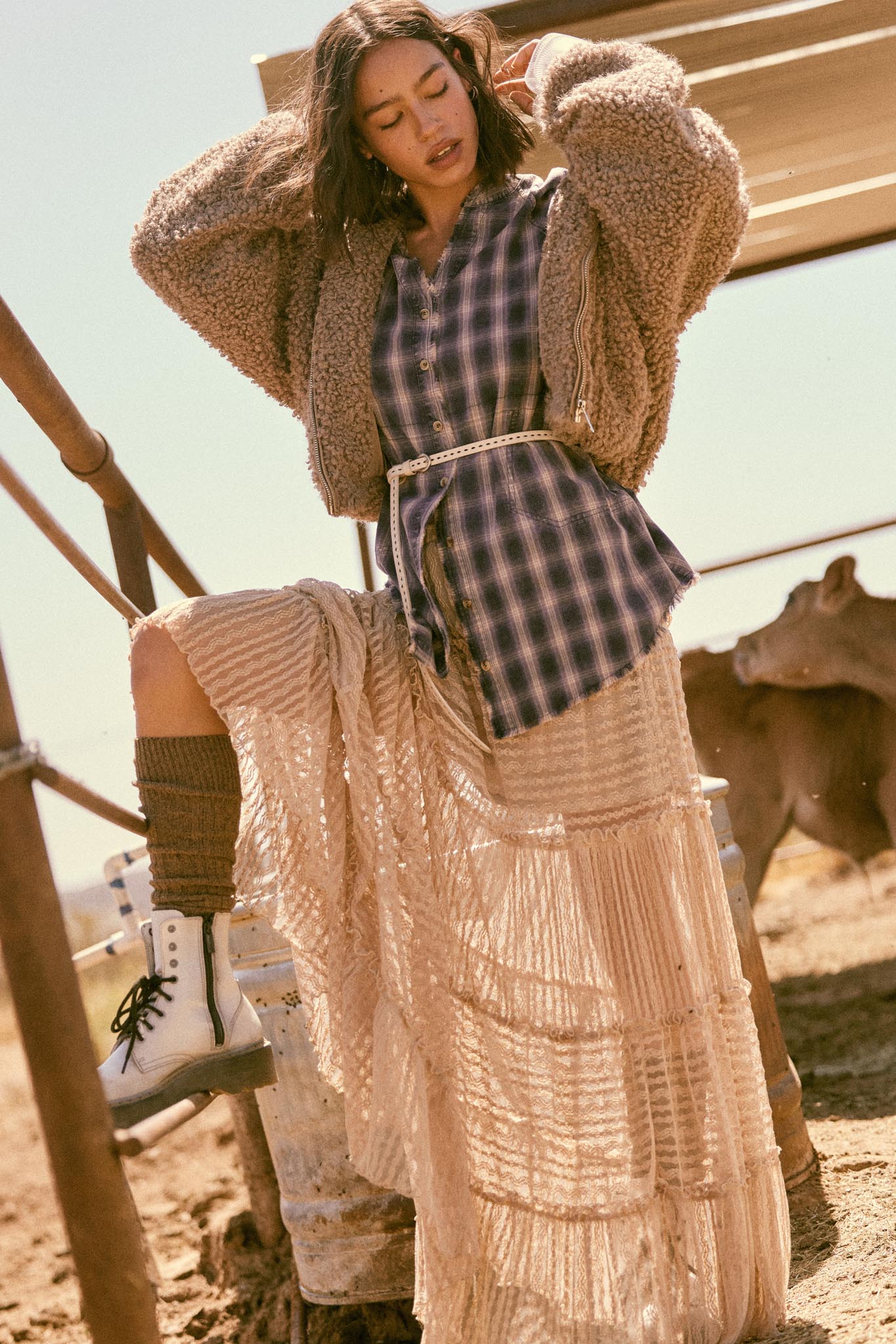 Back Roads Plaid Flannel Raw-Edge Mini Shirt Dress