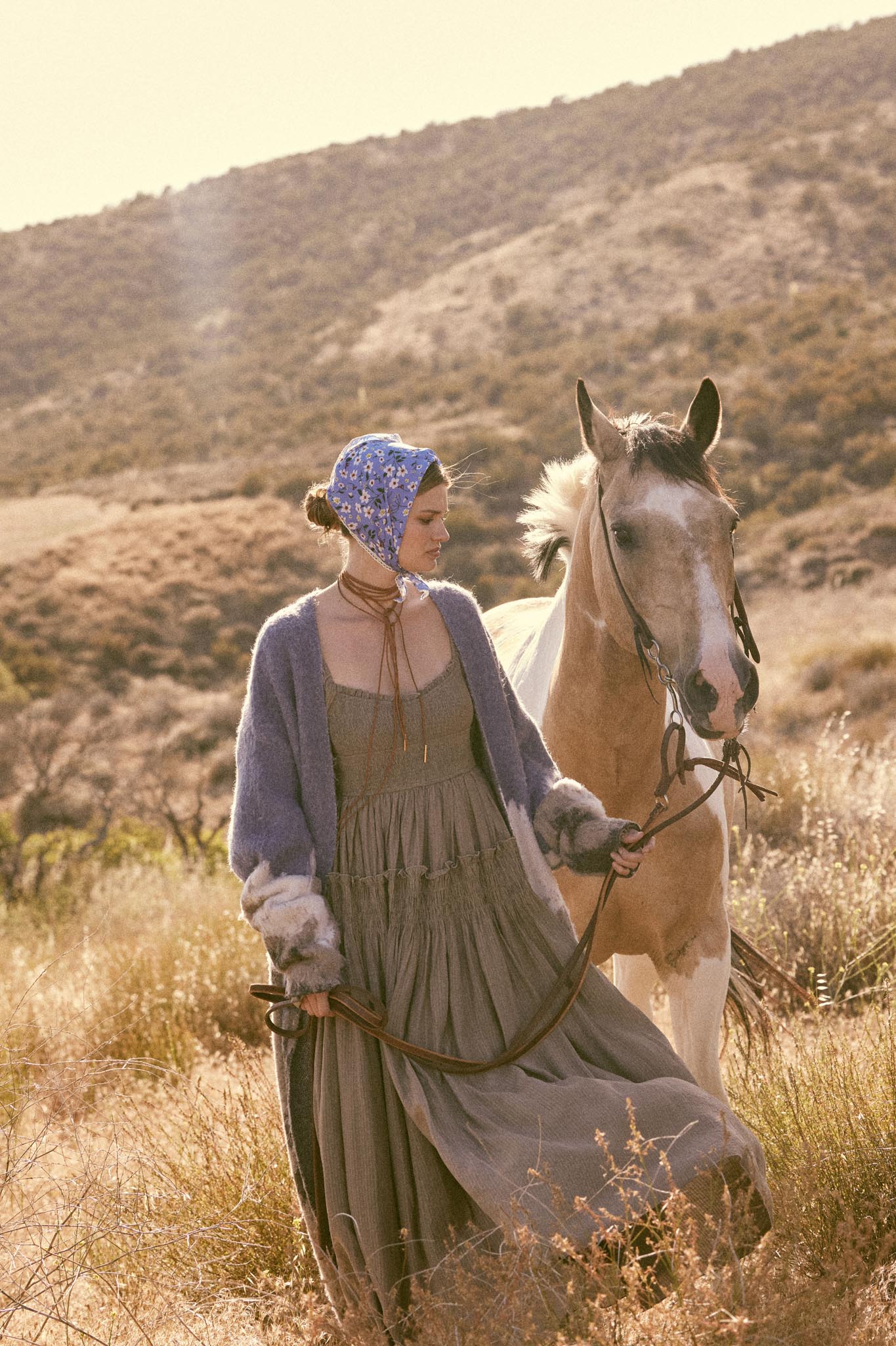 Love Story Smocked Tonal-Stripe Midi Peasant Dress