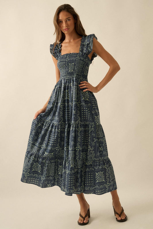 Bandana Beauty Floral Tiered Ruffle Midi Dress
