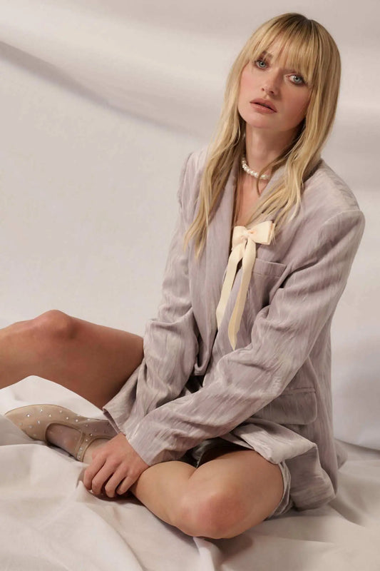 Living Luxuriously Oversize Crinkle Velvet Blazer