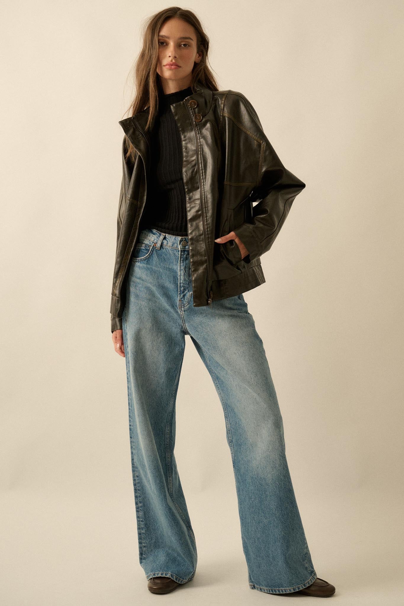 Soul Rider Vegan Leather Oversize Jacket