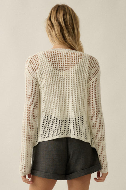 Net Worth Crochet-Knit Cardigan and Tank Set