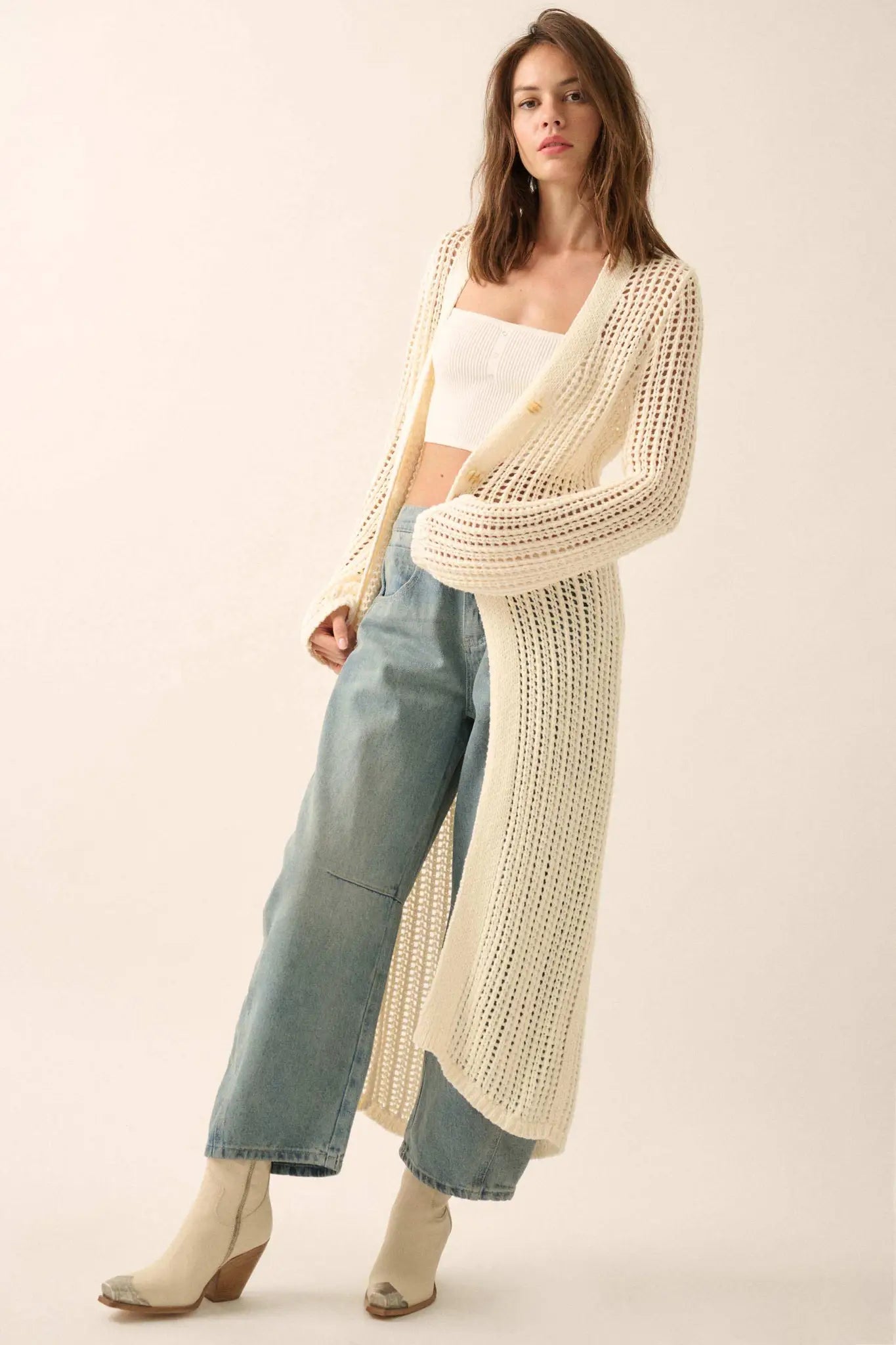 Beautiful Truth Crochet Knit Duster Cardigan