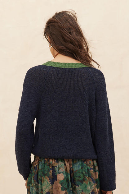 Meant to Be Contrast Knit Cropped Cardigan