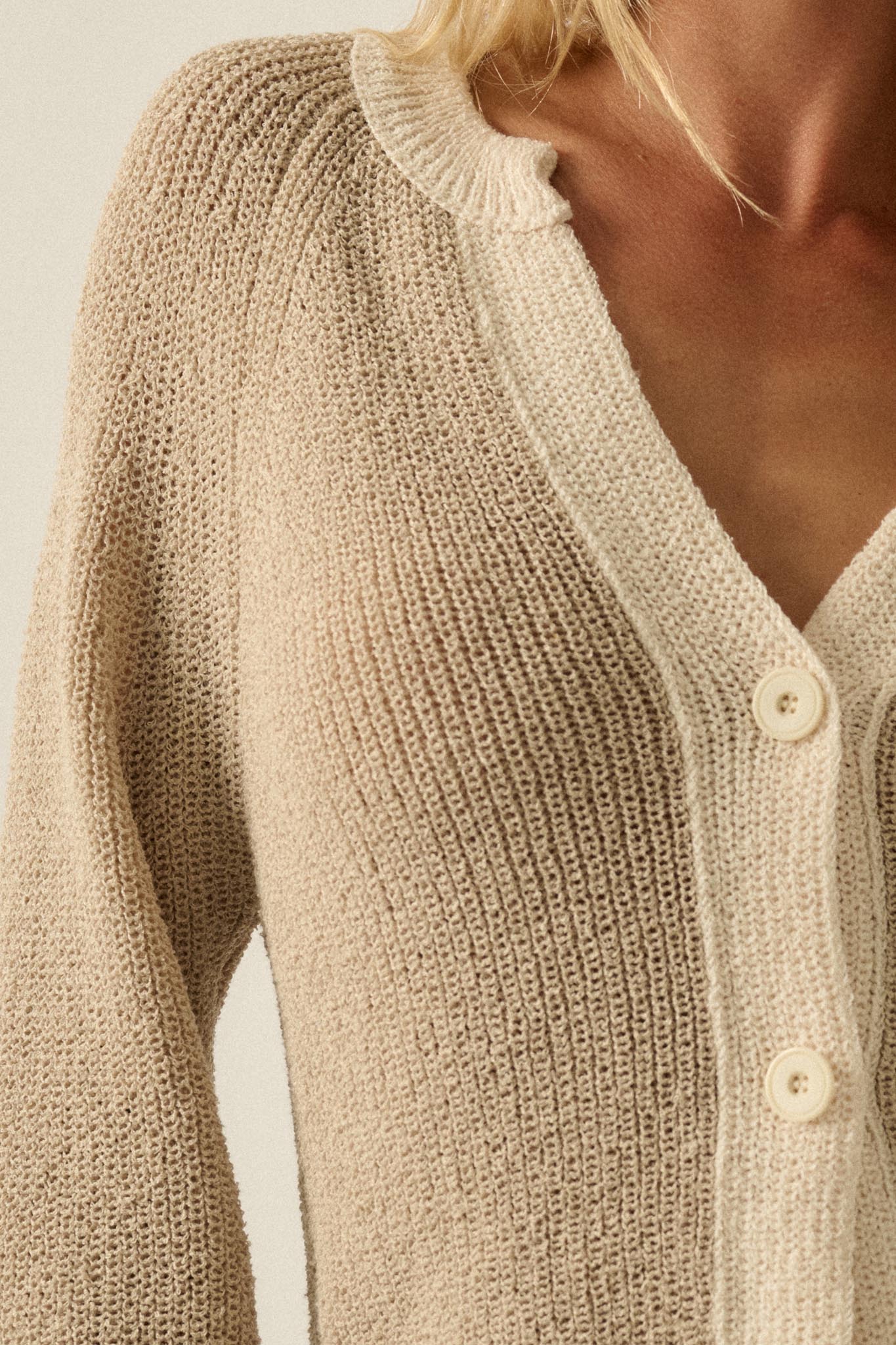Meant to Be Contrast Knit Cropped Cardigan