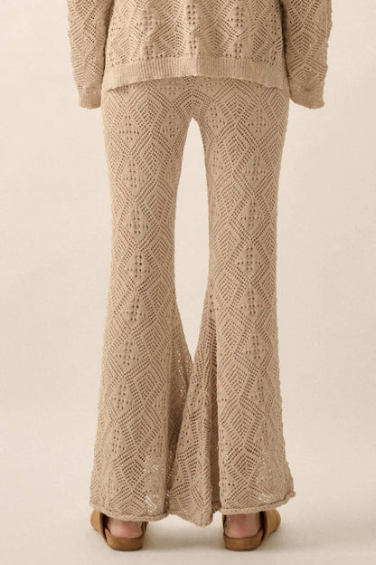 Dancing Diamonds Pointelle Crochet-Knit Pants
