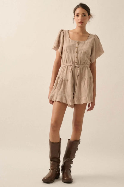 Fresh Air Flutter-Sleeve Drawstring Romper