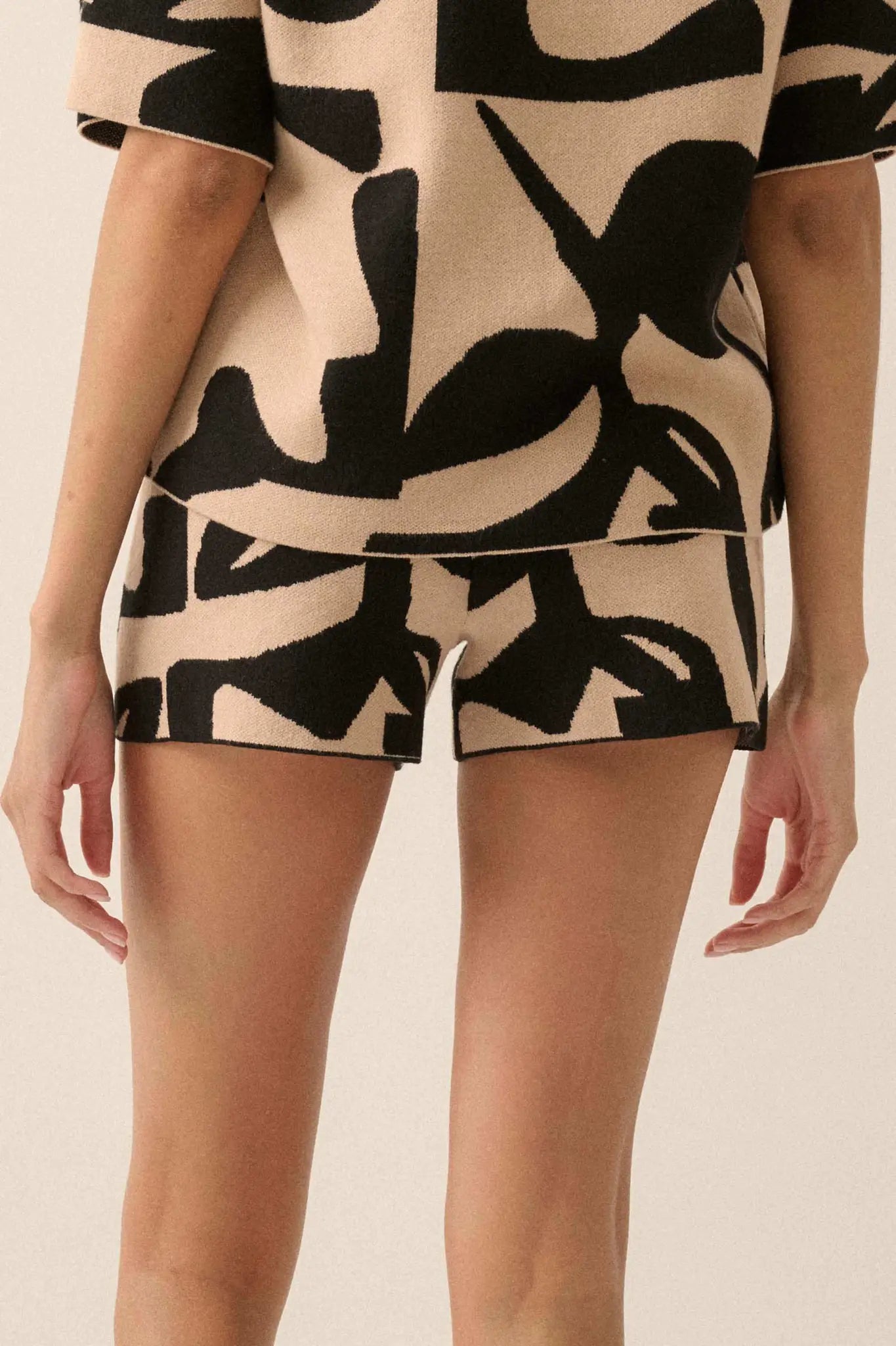 Bold Blooms Floral Jacquard Knit Sweater Shorts