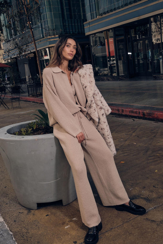Feeling Great Textured Knit Wide-Leg Sweater Pants