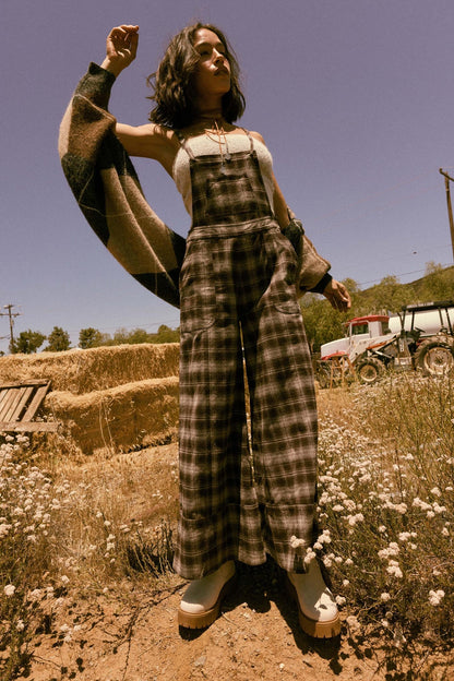 Out of the Woods Plaid Flannel Overall Jumpsuit