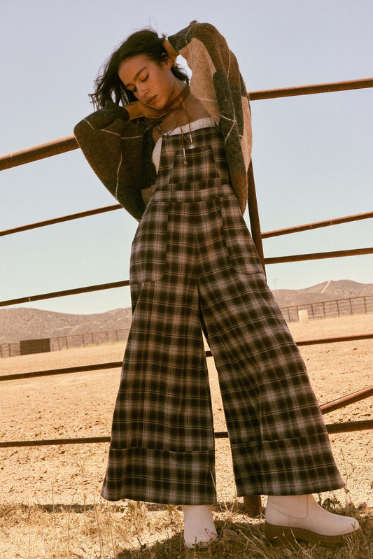 Out of the Woods Plaid Flannel Overall Jumpsuit