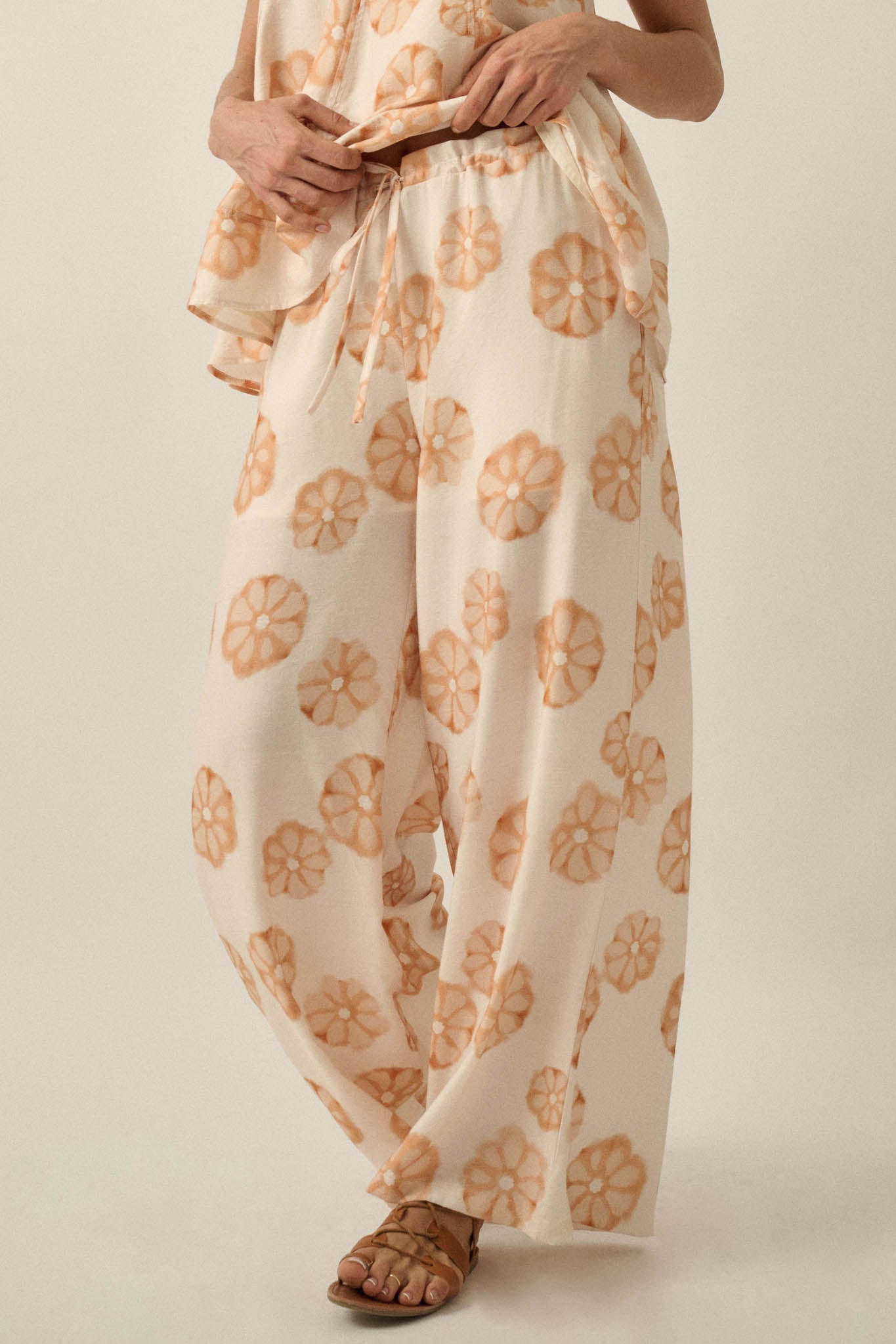 Delightful Days Floral Wide-Leg Drawstring Pants