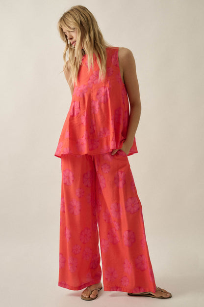 Delightful Days Floral Wide-Leg Drawstring Pants