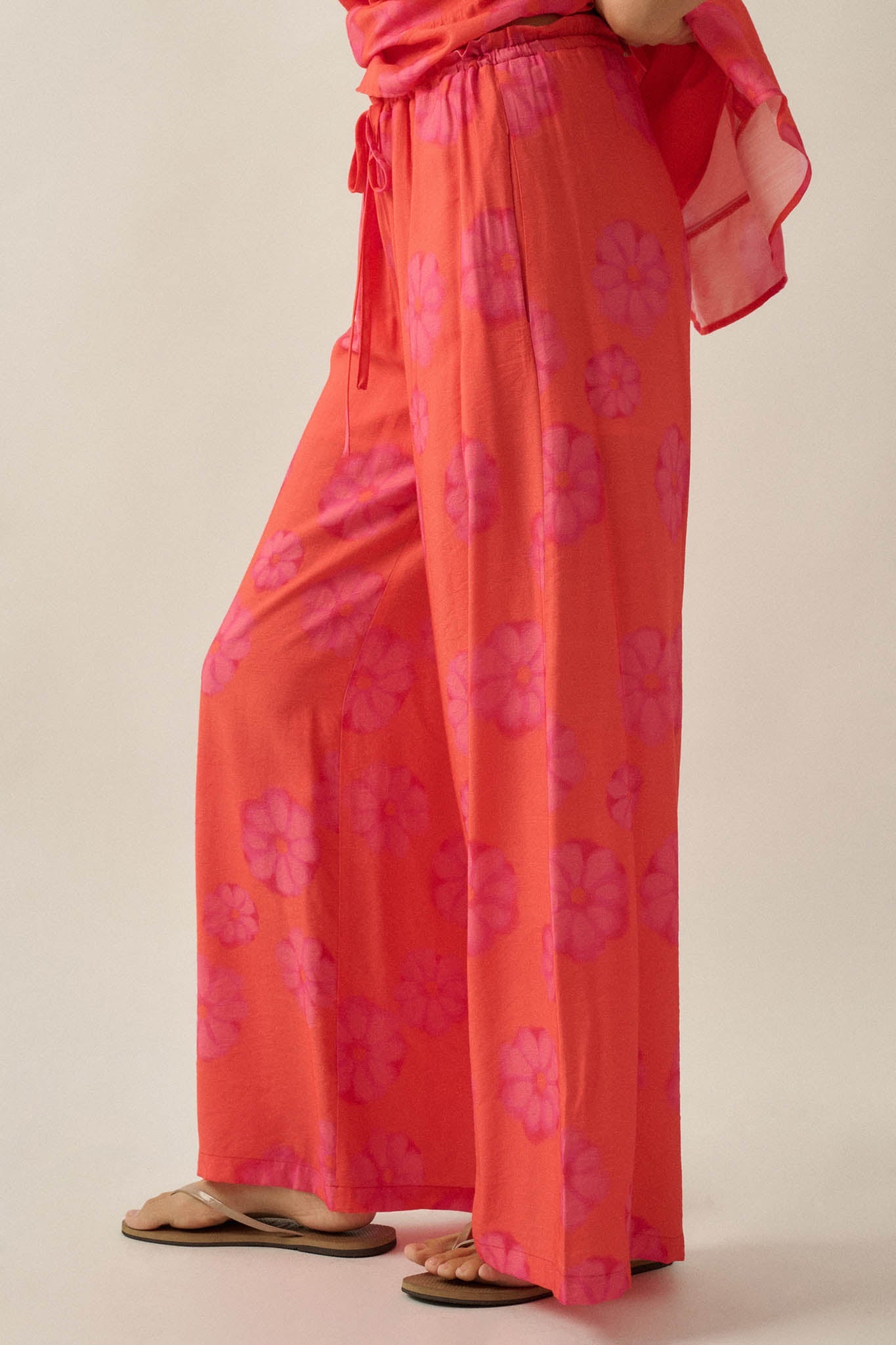 Delightful Days Floral Wide-Leg Drawstring Pants