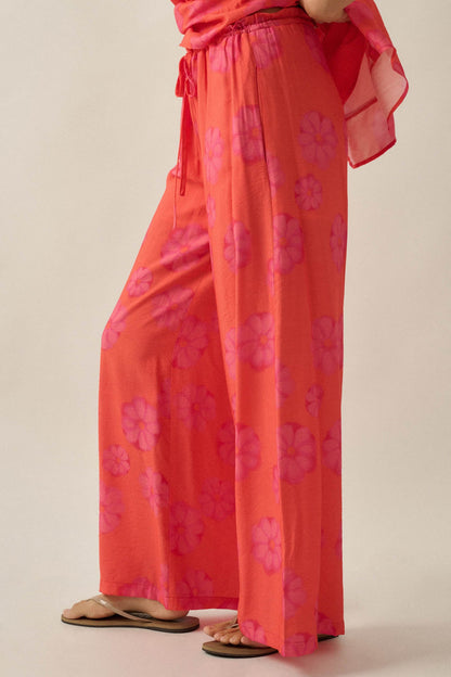 Delightful Days Floral Wide-Leg Drawstring Pants