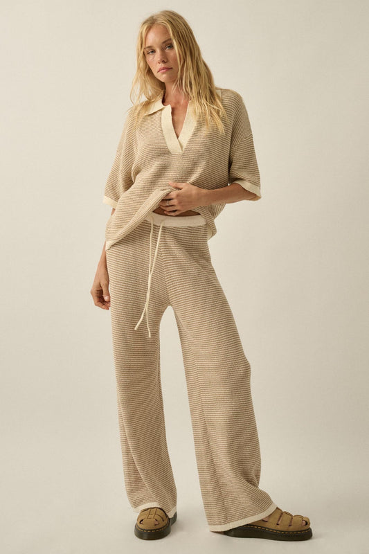 Blessed Day Striped Knit Drawstring Sweater Pants