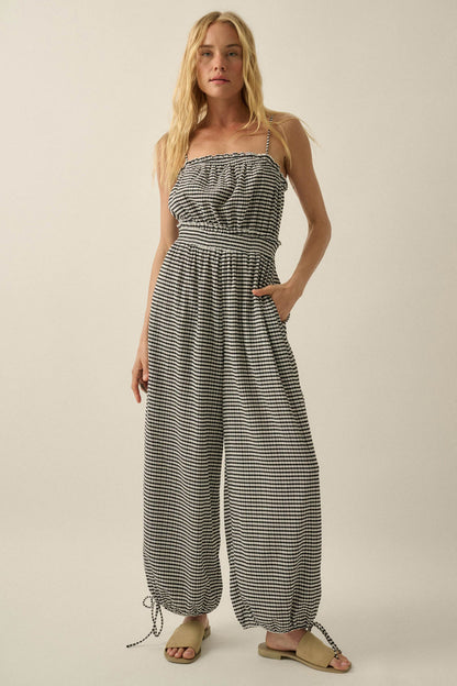 Pure Sweetness Gingham Tie-Back Balloon Jumpsuit