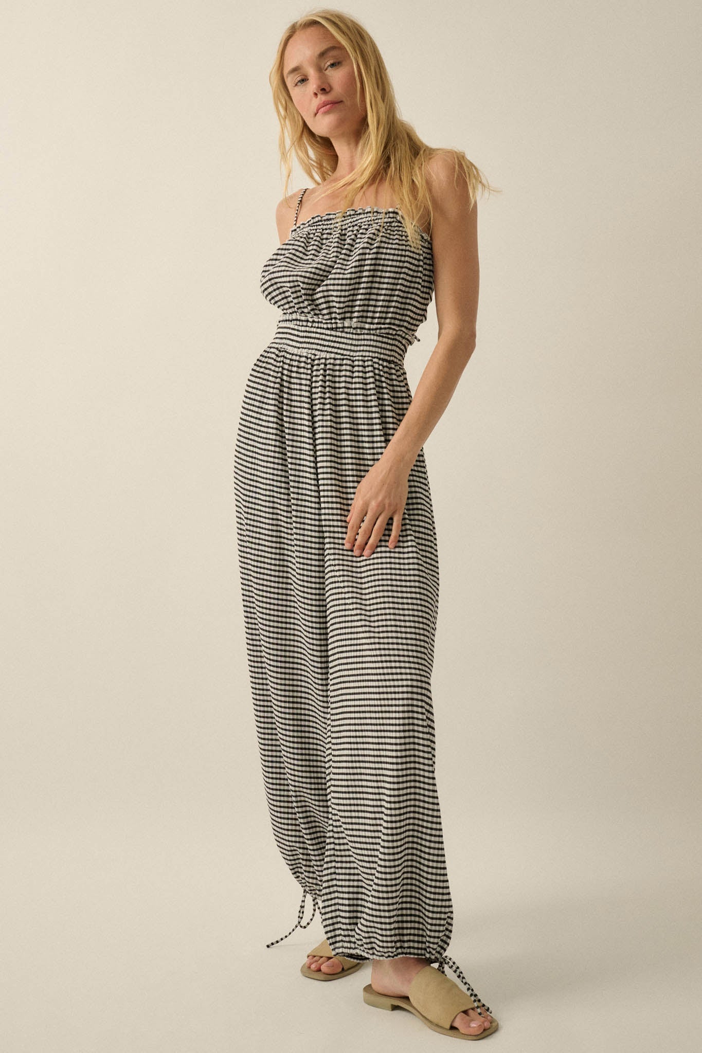 Pure Sweetness Gingham Tie-Back Balloon Jumpsuit