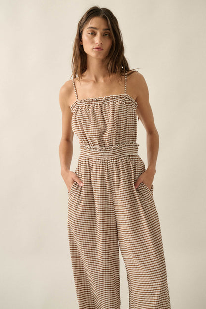 Pure Sweetness Gingham Tie-Back Balloon Jumpsuit
