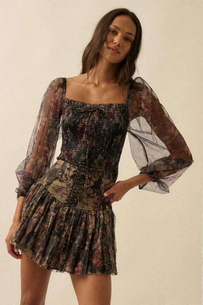Blossoming Bliss Floral Drop-Waist Mini Skort