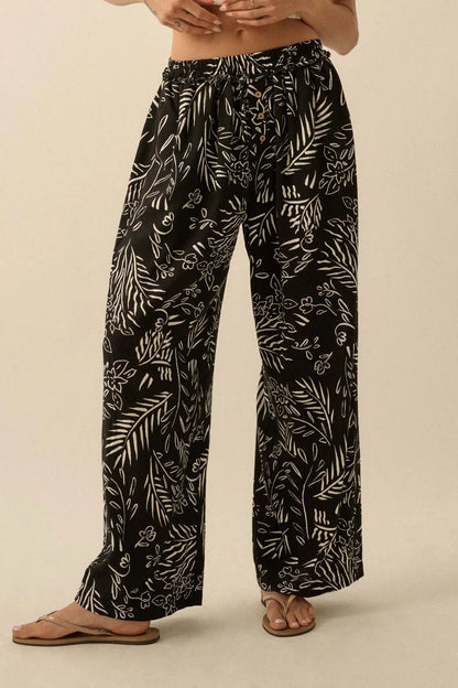 Artful Blooms Floral Wide-Leg Pants