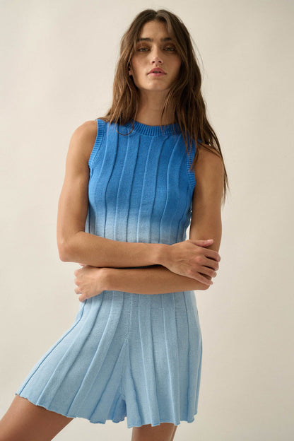 Not Fade Away Ombre Ribbed Knit Sleeveless Romper