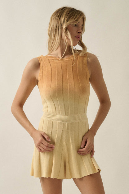 Not Fade Away Ombre Ribbed Knit Sleeveless Romper