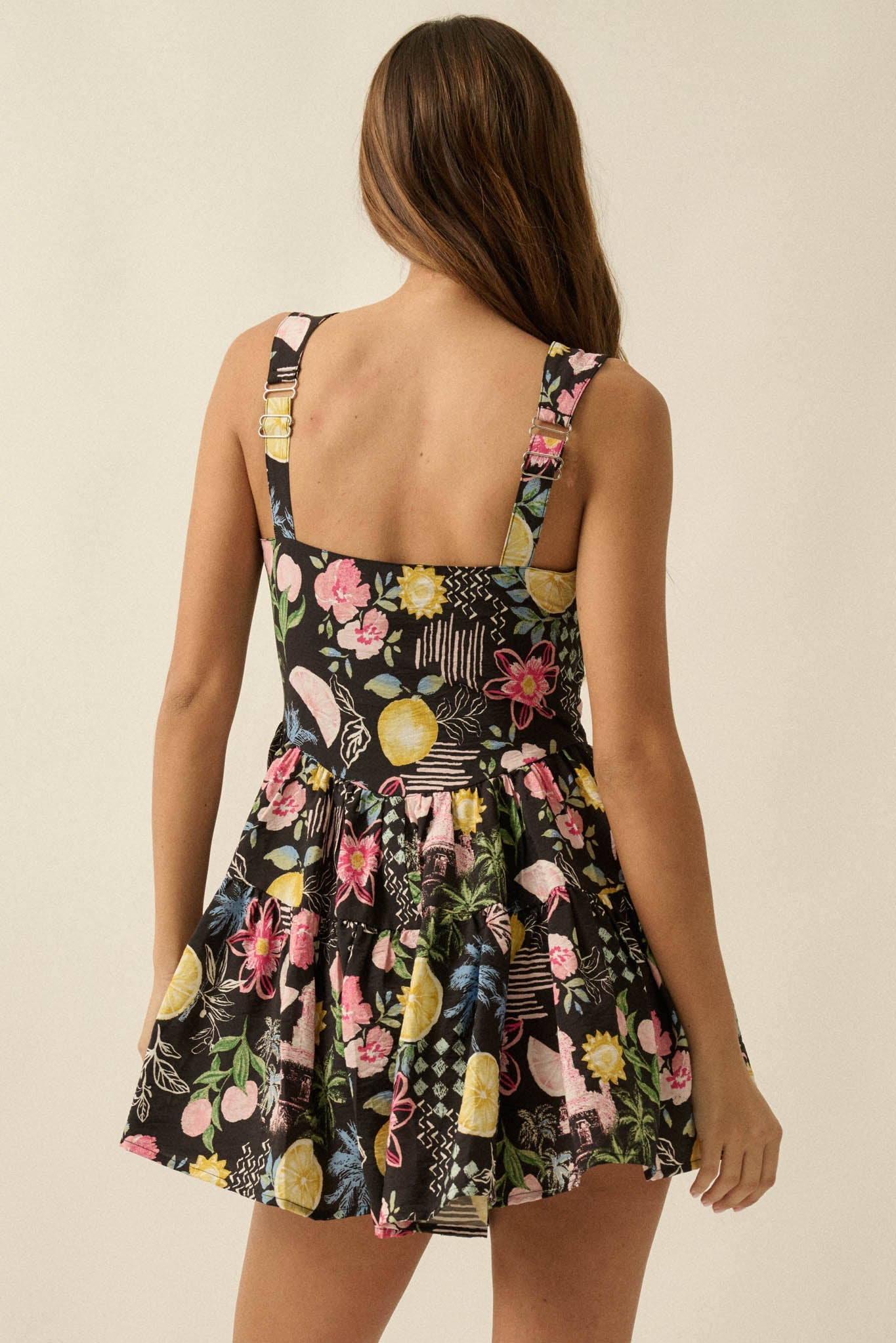Party Pop Fruit & Floral-Print Tiered Ruffle Romper