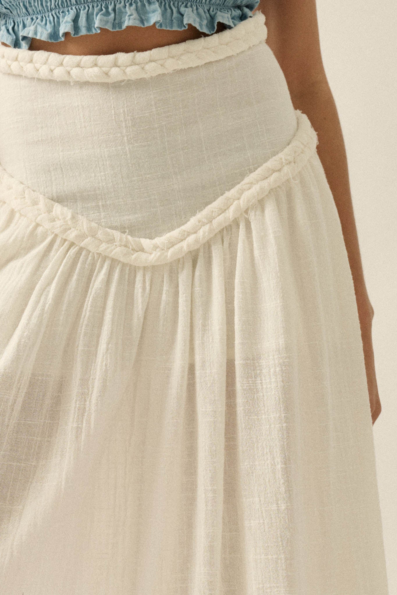 Breath of Air Cotton Gauze Drop-Waist Maxi Skort