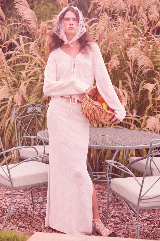 Flowers Forever Floral Jacquard Knit Maxi Skirt