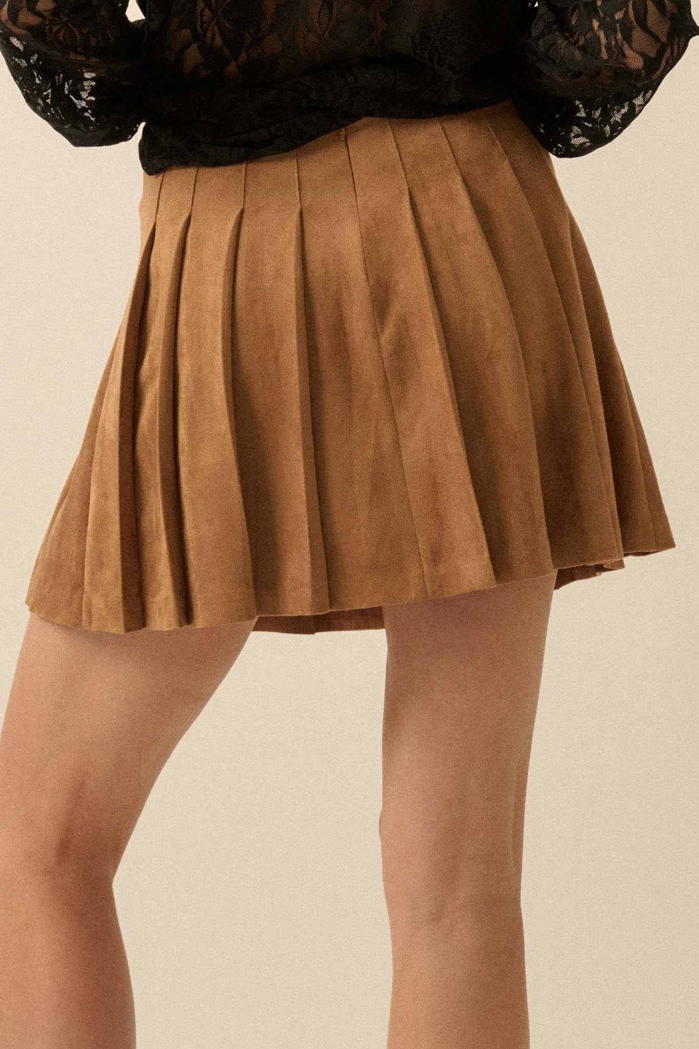 Soft Serve Vegan Suede Pleated Mini Skirt