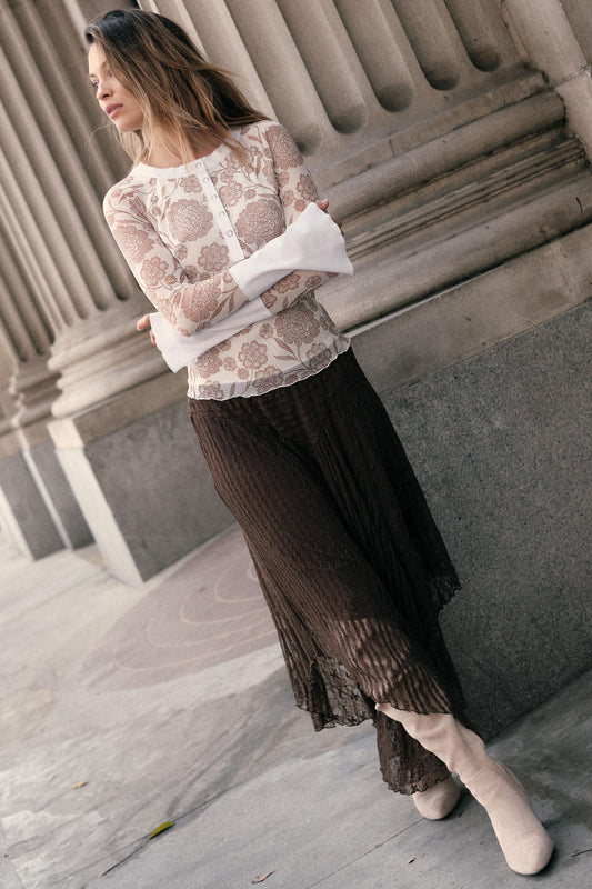 Just Divine Lace Drop-Waist Handkerchief Midi Skirt