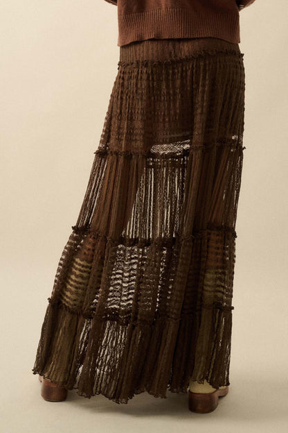 Dreaming of You Striped Lace Tiered Maxi Skirt