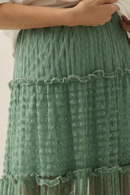 Dreaming of You Striped Lace Tiered Maxi Skirt