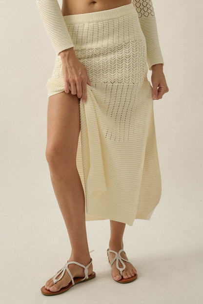 More Than Anything Pointelle Rib-Knit Maxi Skirt
