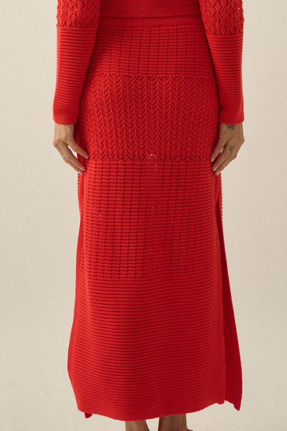 More Than Anything Pointelle Rib-Knit Maxi Skirt