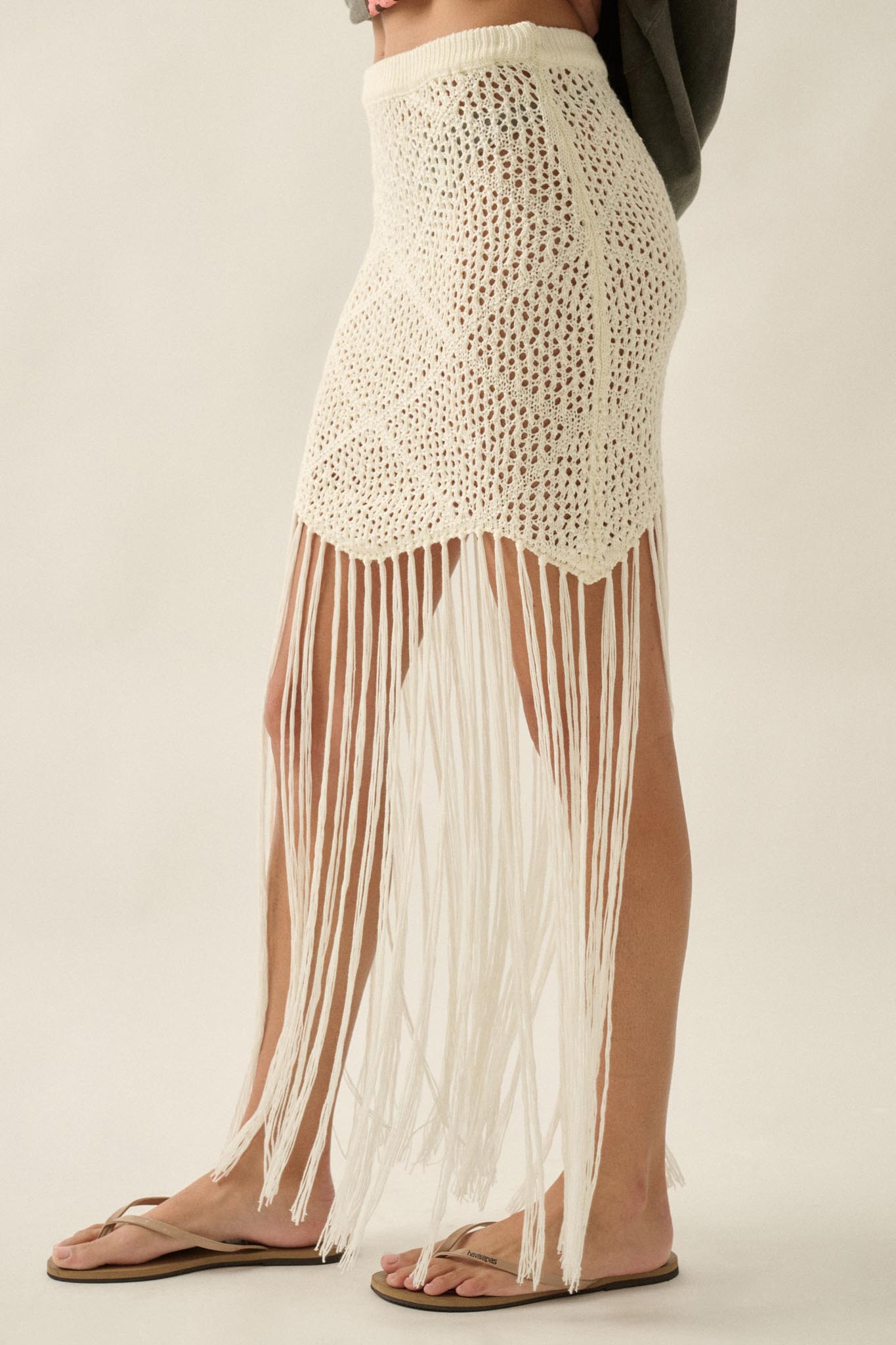Fringe Festival Crochet Fringed Maxi Skirt