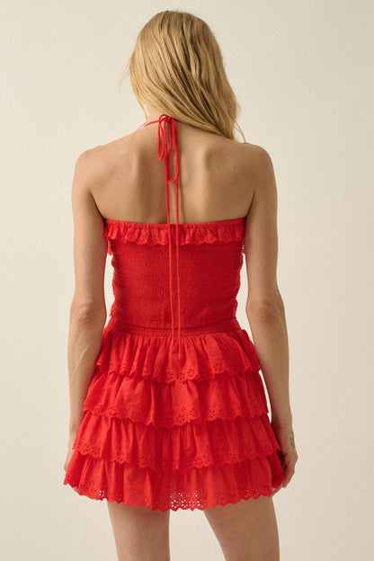 Crush On You Tiered ruffle Eyelet Lace Mini Skirt