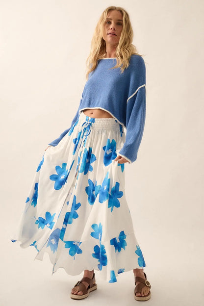Blossoming Beauty Floral Button-Front Maxi Skirt