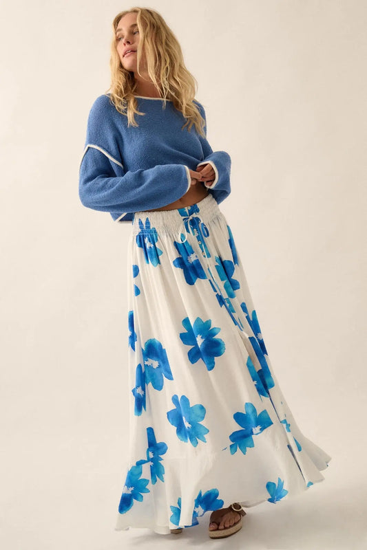 Blossoming Beauty Floral Button-Front Maxi Skirt