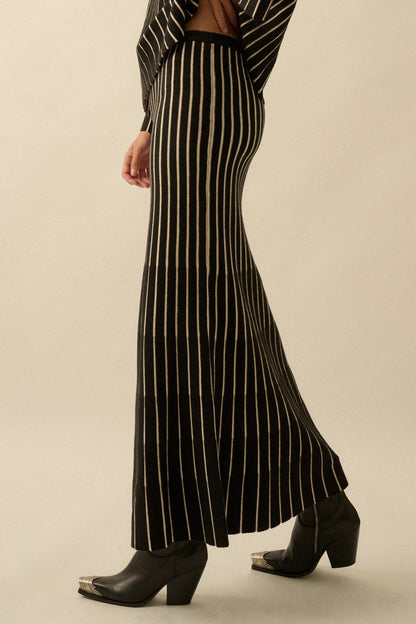Next in Line Striped Mermaid Maxi Sweater Skirt