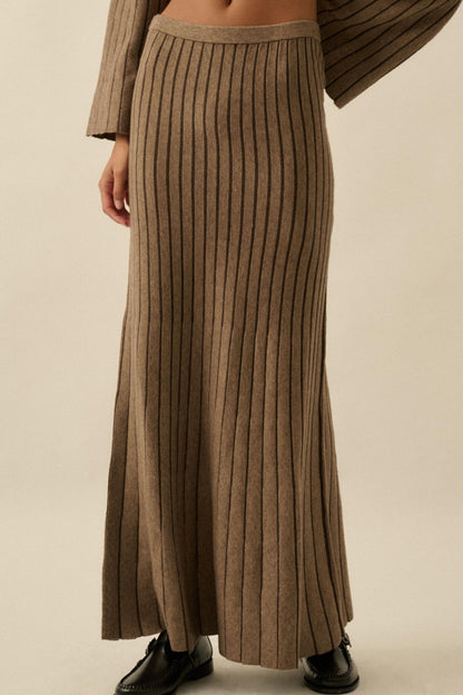 Next in Line Striped Mermaid Maxi Sweater Skirt